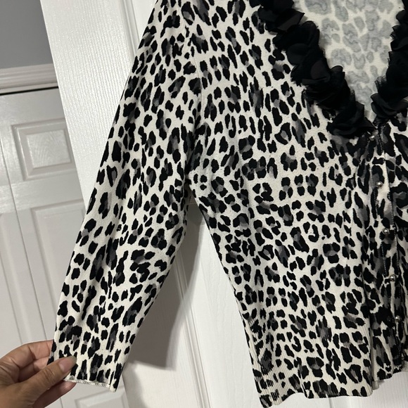 White House Black Market Animal Print Button Front Cardigan Sweater - Picture 7 of 16